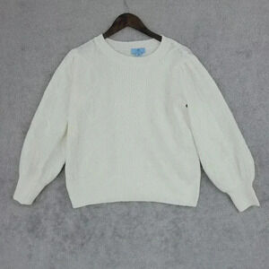 Cece Cable Knit Crewneck Sweater Women's Ribbed  Balloon sleeve 29PT